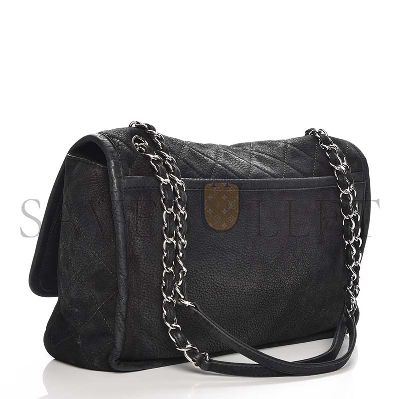 Ch*el large ultra soft suede calfskin natural beauty flap black (33*22*9cm)